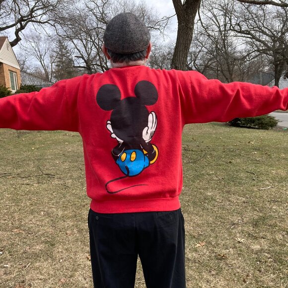 Vintage Double sided Mickey Mouse Red Sweatshirt Disney Size Large? - Picture 12 of 16